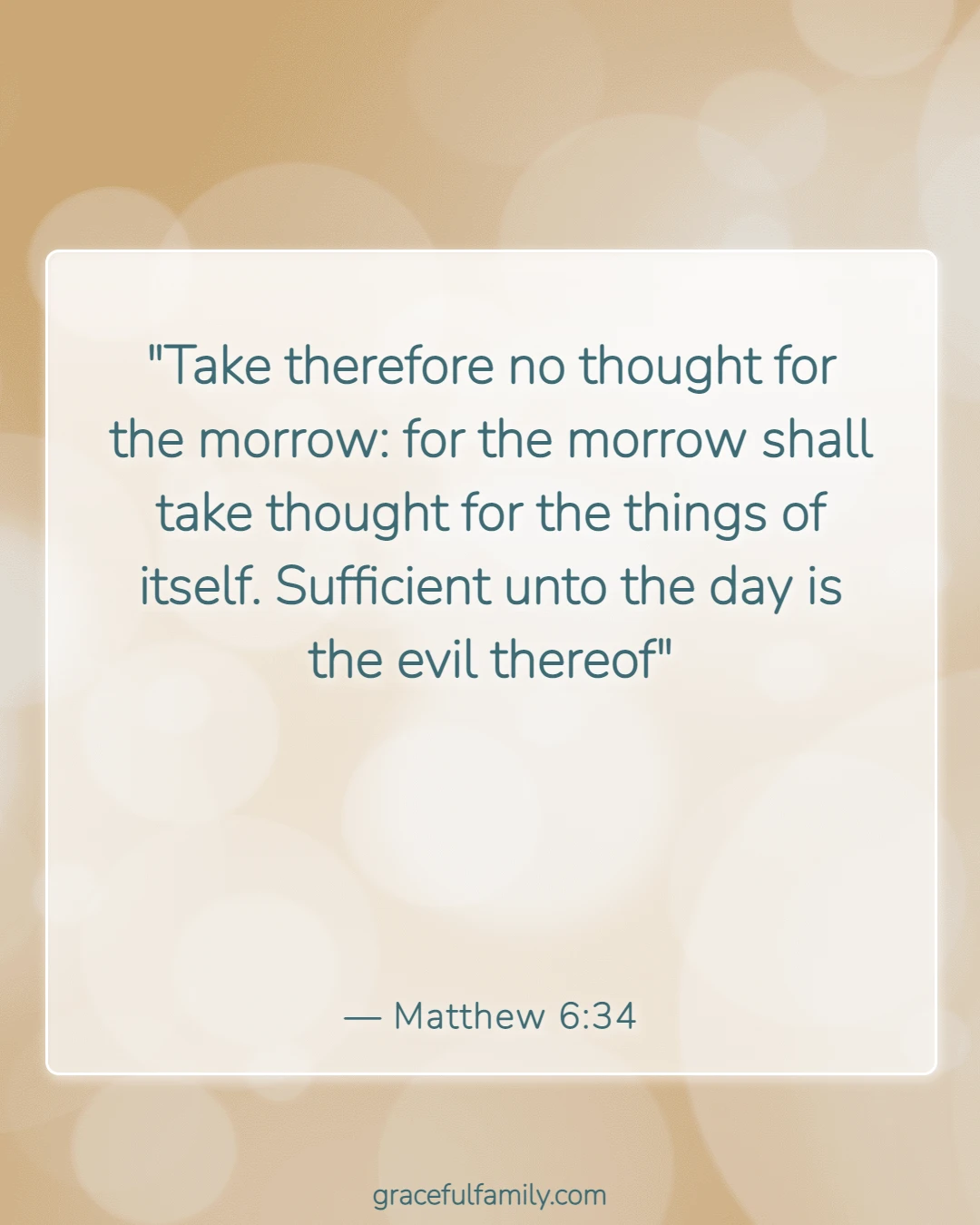 Short Bible Verses for Bedtime with Children (Matthew 6:34)